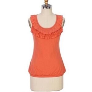 Anthropologie RicRac Ruffle Orange Tank